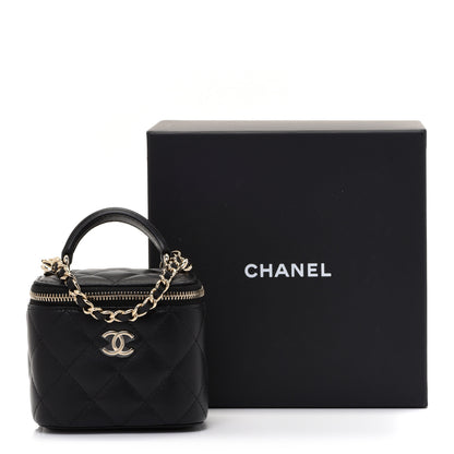 Chanel Lambskin Quilted Top Handle Mini Vanity Case With Chain Black 9 of 9