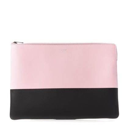 Celine Lambskin Bi-Color Solo Clutch Pouch Pale Pink Espresso 1 of 18