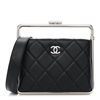 Chanel Quilted Lambskin Metal Bar Clutch Bag Black 1 of 12