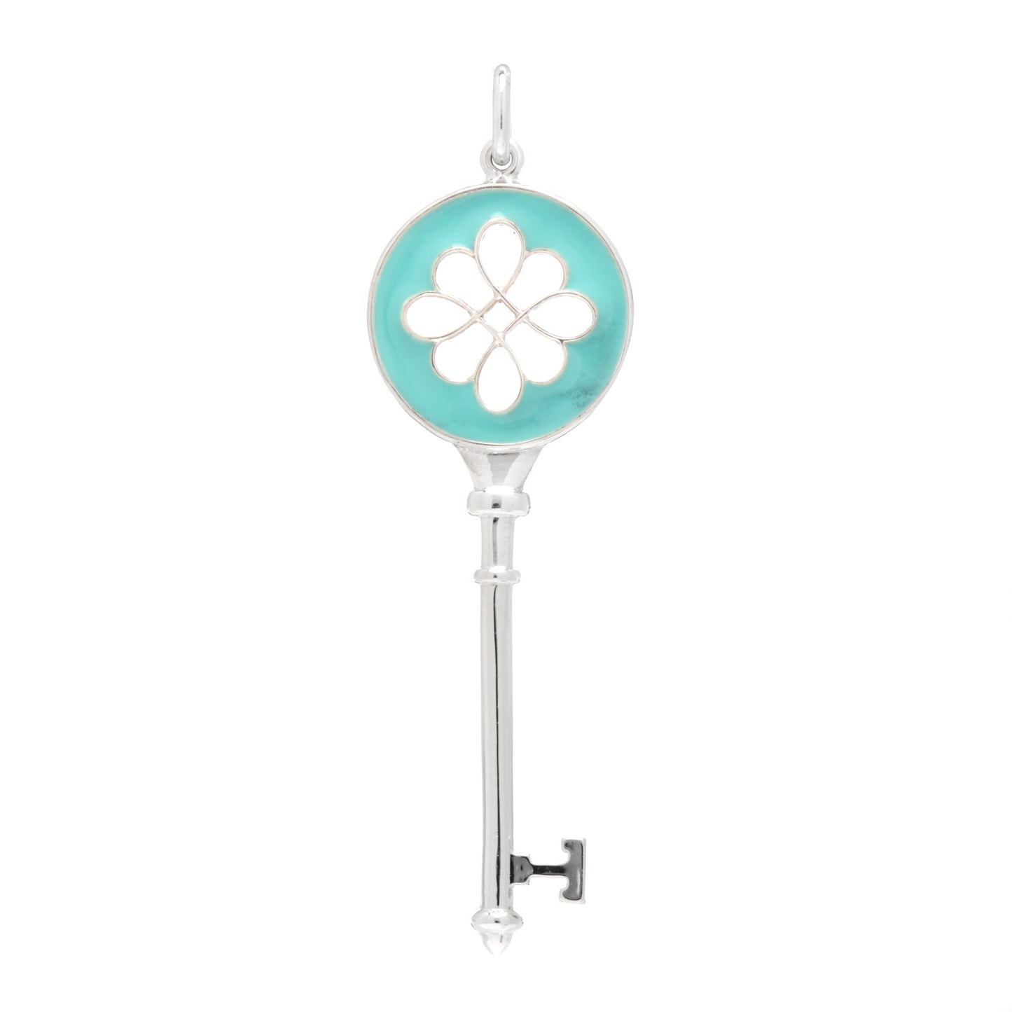 Sterling Silver Enamel Knot Key Pendant Blue
