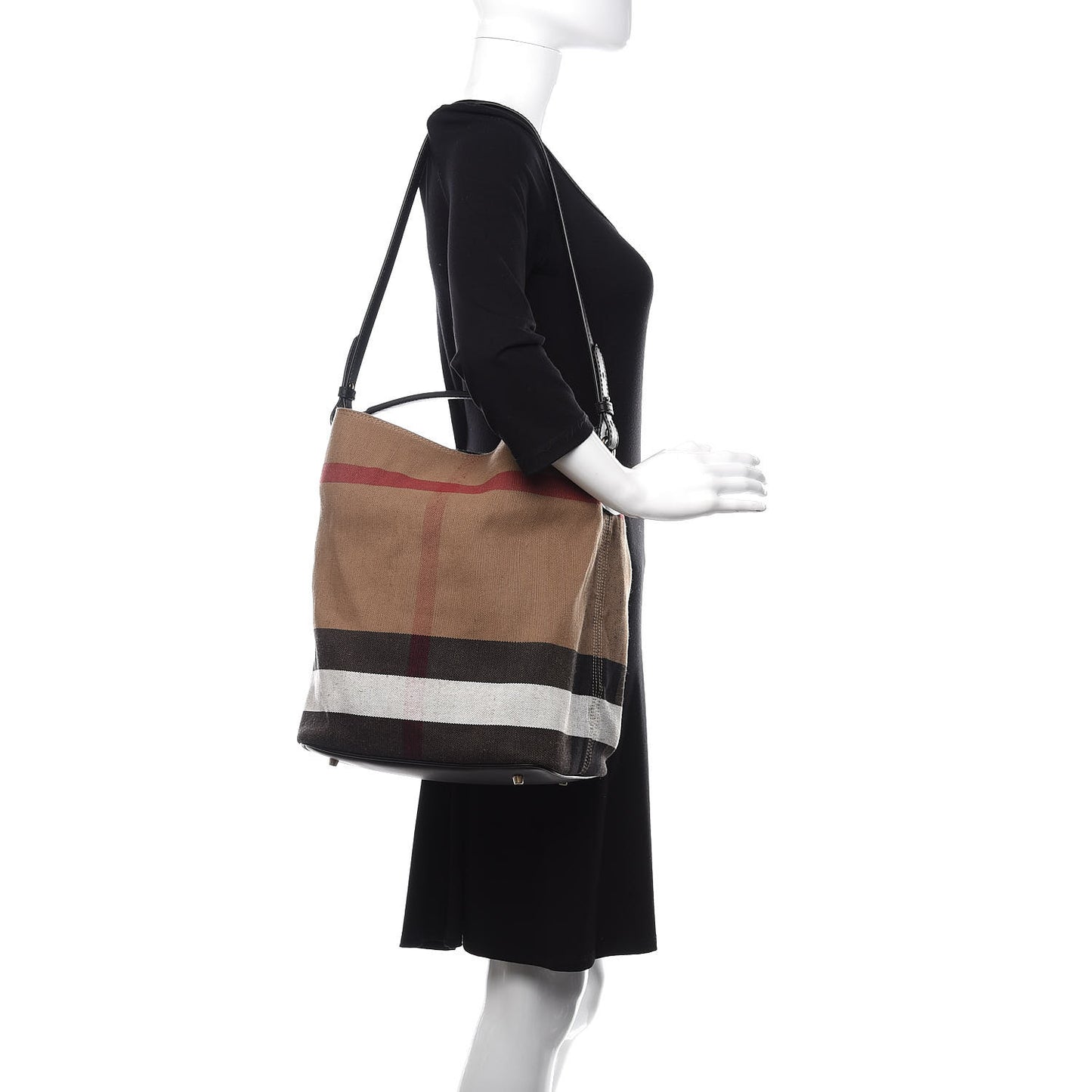 Canvas Mega Check Medium Ashby Hobo Black