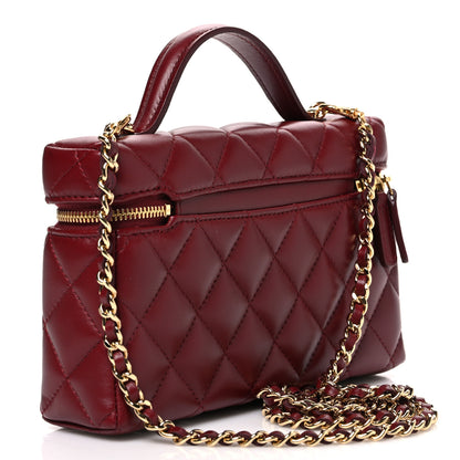 Chanel Lambskin Quilted Top Handle Slim Vanity With Chain Burgundy 3 of 11