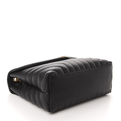 Saint Laurent Grain de Poudre Calfskin Y Quilted Monogram Medium Loulou Chain Satchel Black 4 of 11