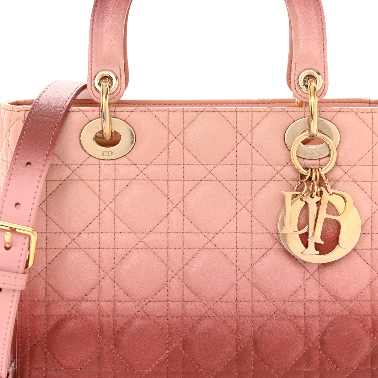 Christian Dior Lambskin Cannage Gradient Medium Lady Dior Pink 7 of 16