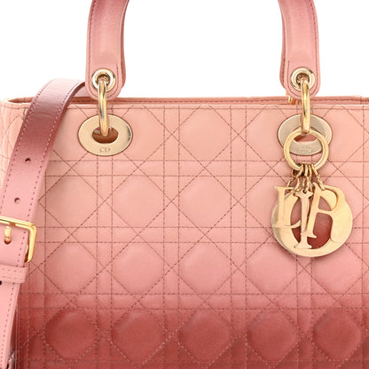 Christian Dior Lambskin Cannage Gradient Medium Lady Dior Pink 7 of 16