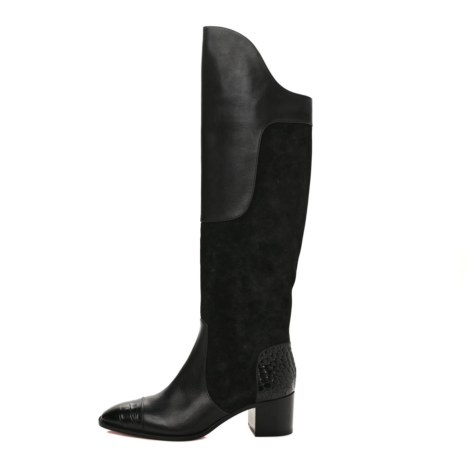 Christian Louboutin Calfskin Alligator Embossed Suede Mosaica 55 Boots 38.5 Black 1 of 9
