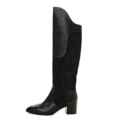 Christian Louboutin Calfskin Alligator Embossed Suede Mosaica 55 Boots 38.5 Black 1 of 9