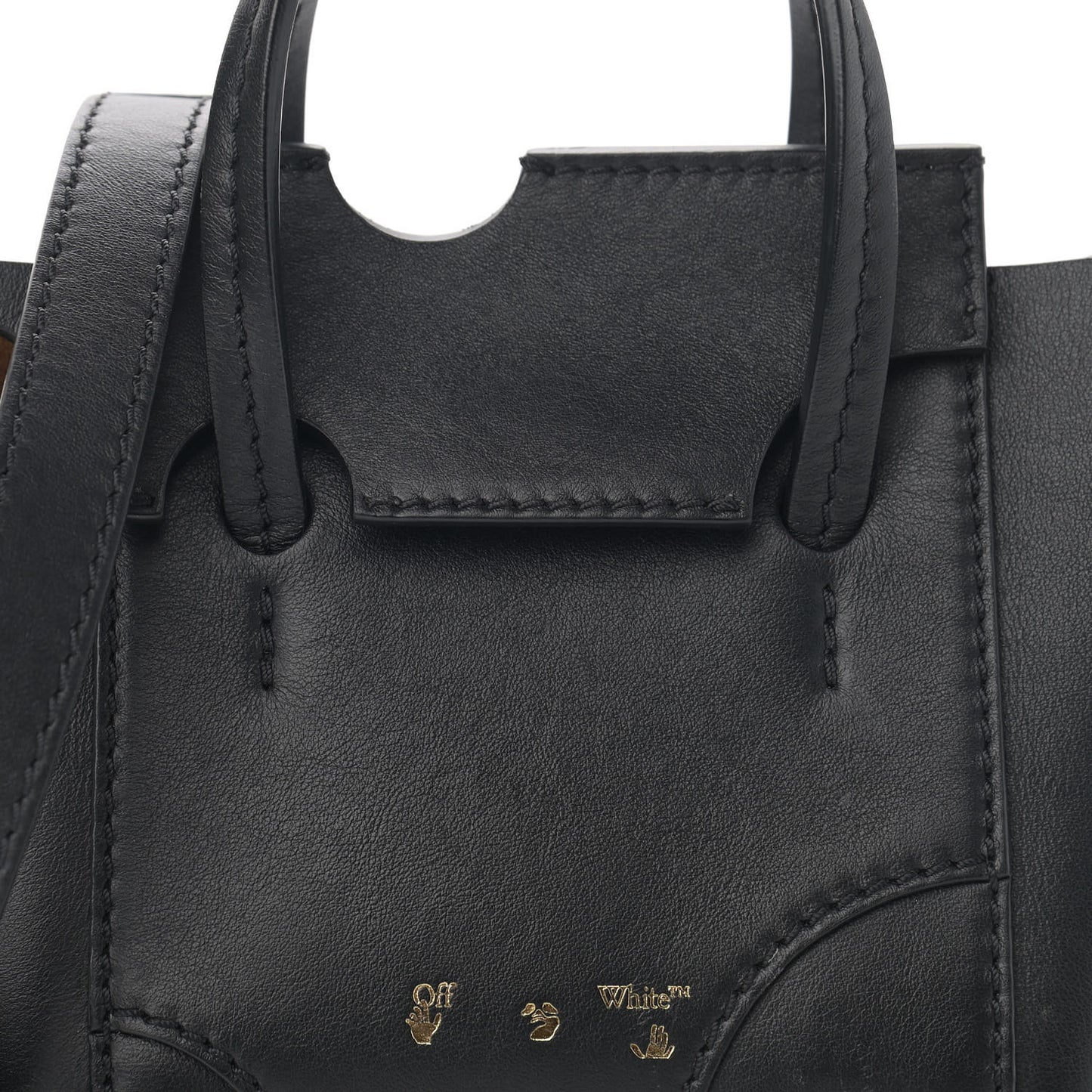 OFF WHITE Calfskin Burrow 16 Tote Black