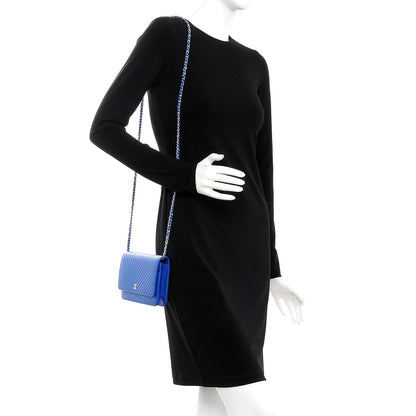 Chanel Caviar Chevron Quilted Wallet On Chain WOC Bright Blue 2 of 9