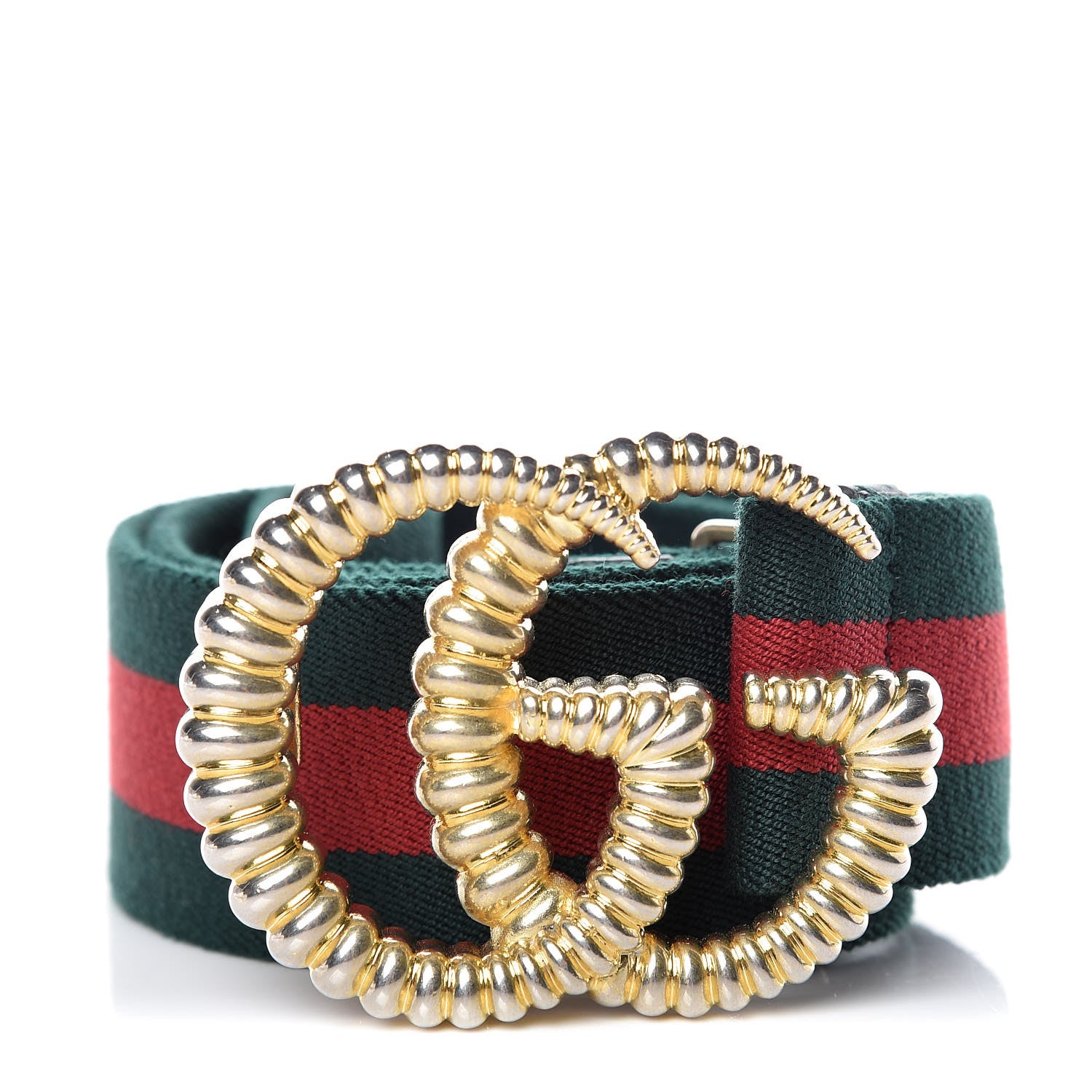 Gucci Canvas Torchon Double G Web Belt 80 32 Verde 1 of 5