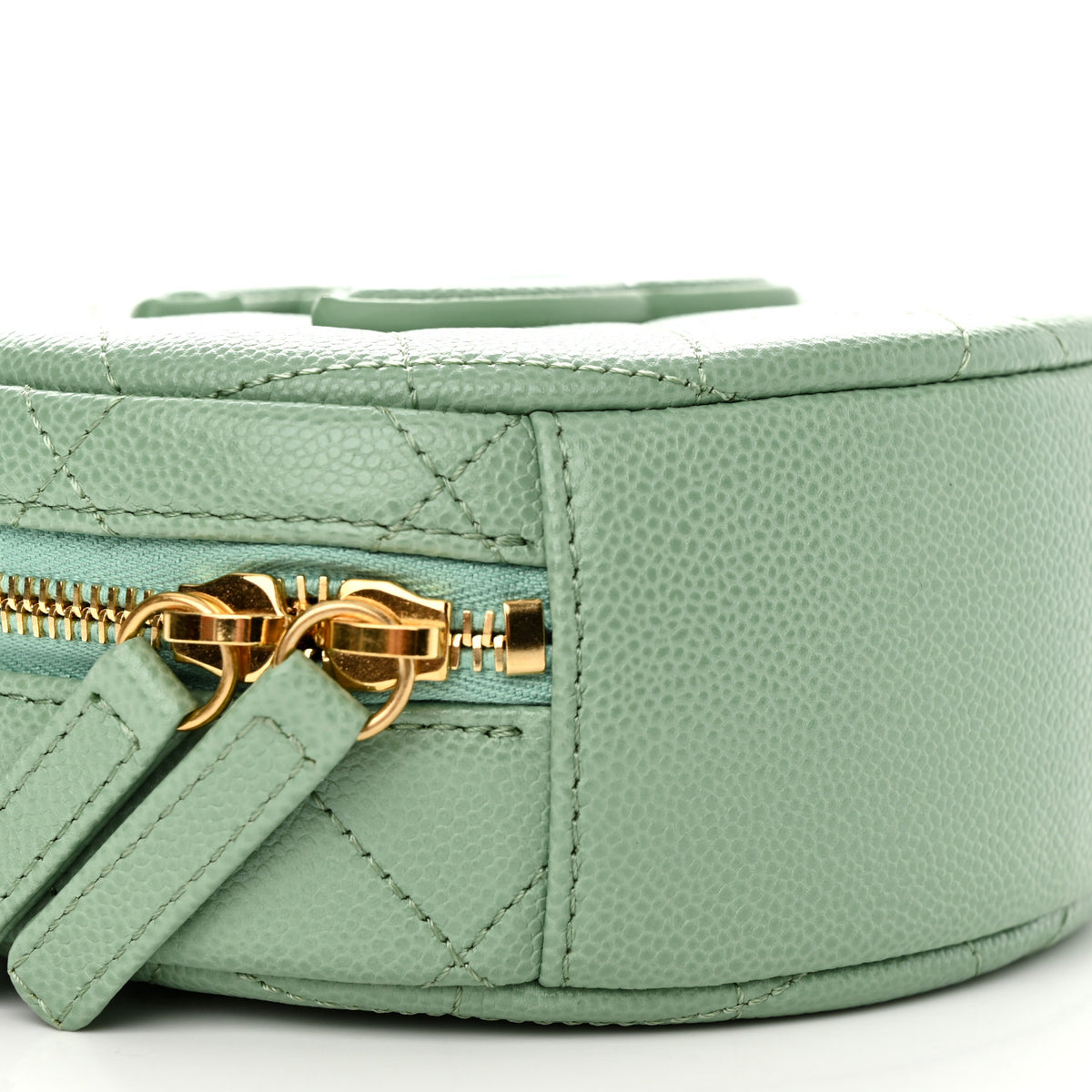 Chanel Caviar Quilted Small Round Vanity With Chain Light Green 9 of 11