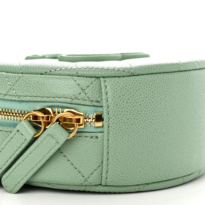 Chanel Caviar Quilted Small Round Vanity With Chain Light Green 9 of 11