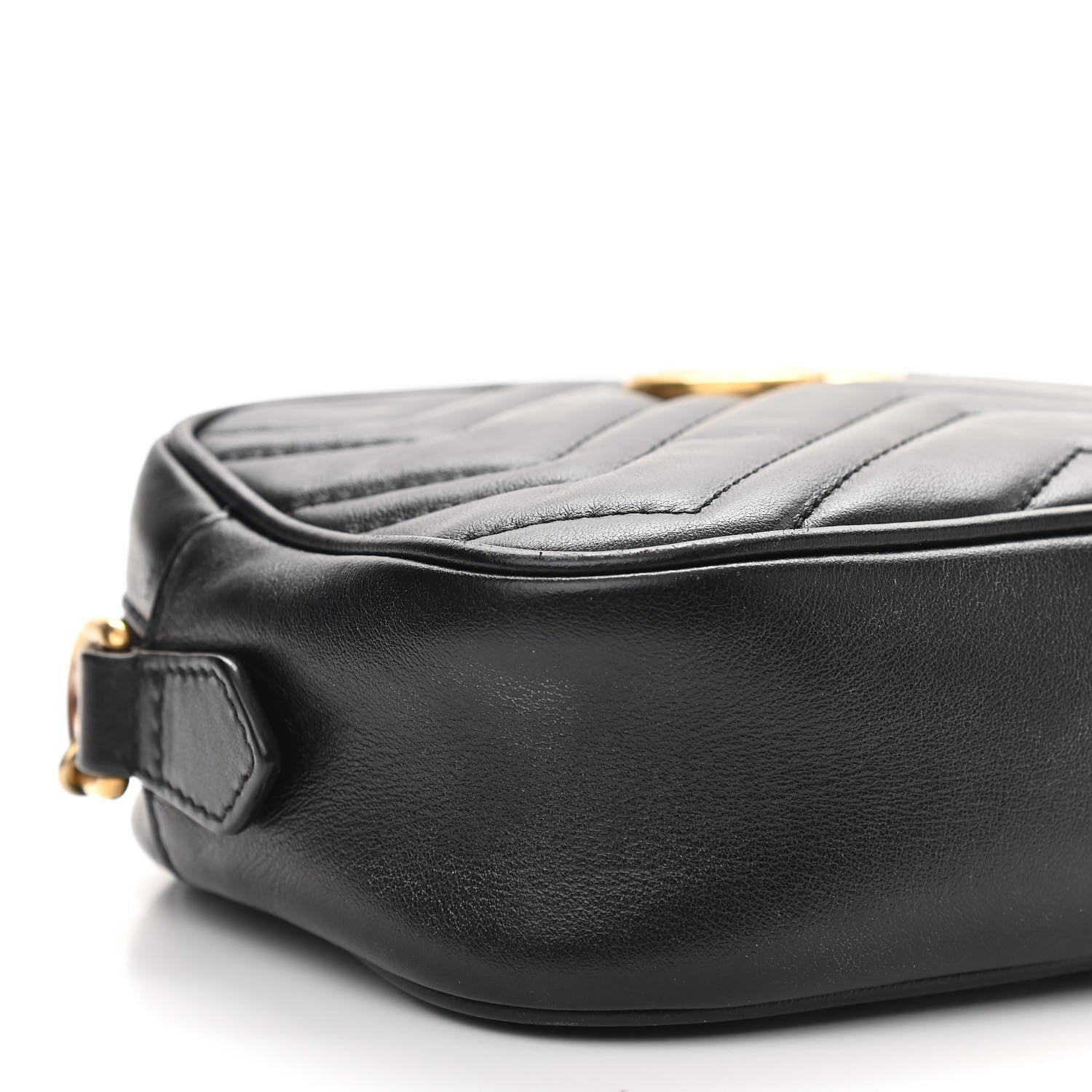 Gucci Calfskin Matelasse Mini GG Marmont Chain Shoulder Bag Black 14 of 15
