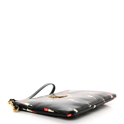 Saint Laurent Calfskin Lipstick Print Monogram Pouch Black 4 of 7