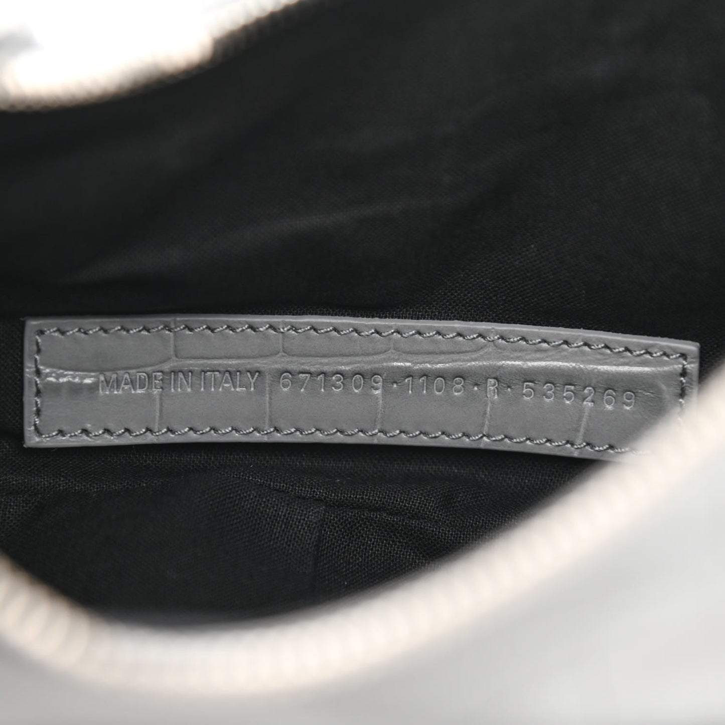 Extra Supple Calfskin Crocodile Embossed Le Cagole Shoulder Bag XS Balenciaga Grey