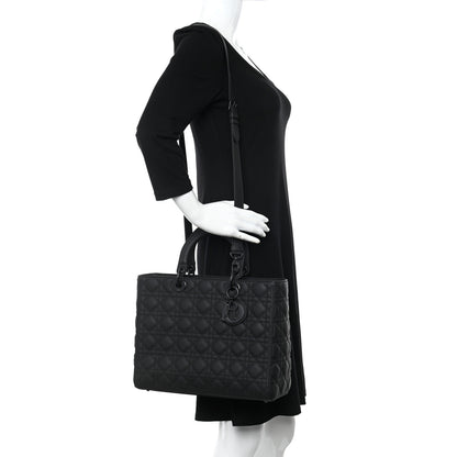 Christian Dior Ultra Matte Calfskin Cannage Large Lady Dior Black 2 of 10