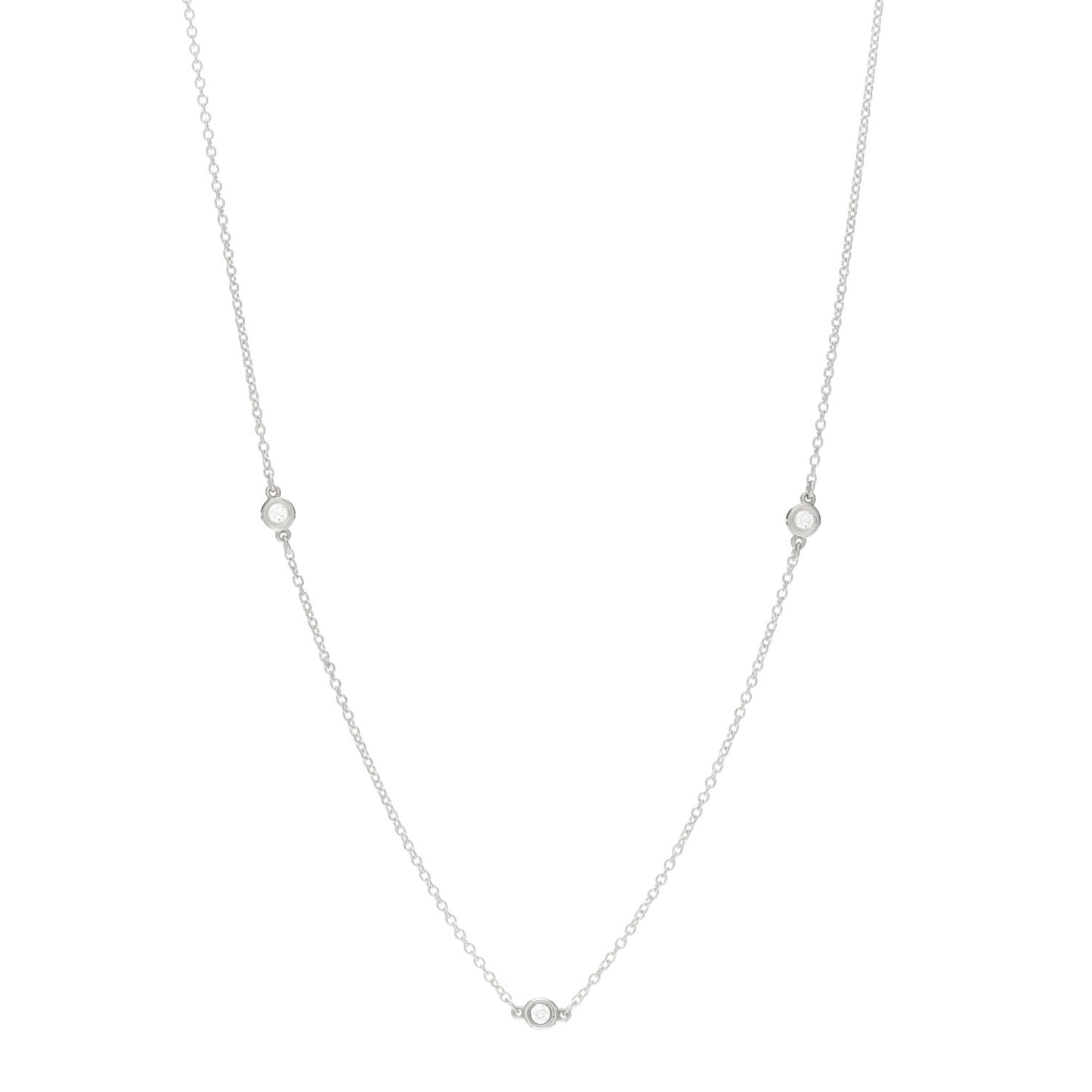 Sterling Silver Diamond .09ctw Elsa Peretti Diamonds by the Yard Three Station Necklace