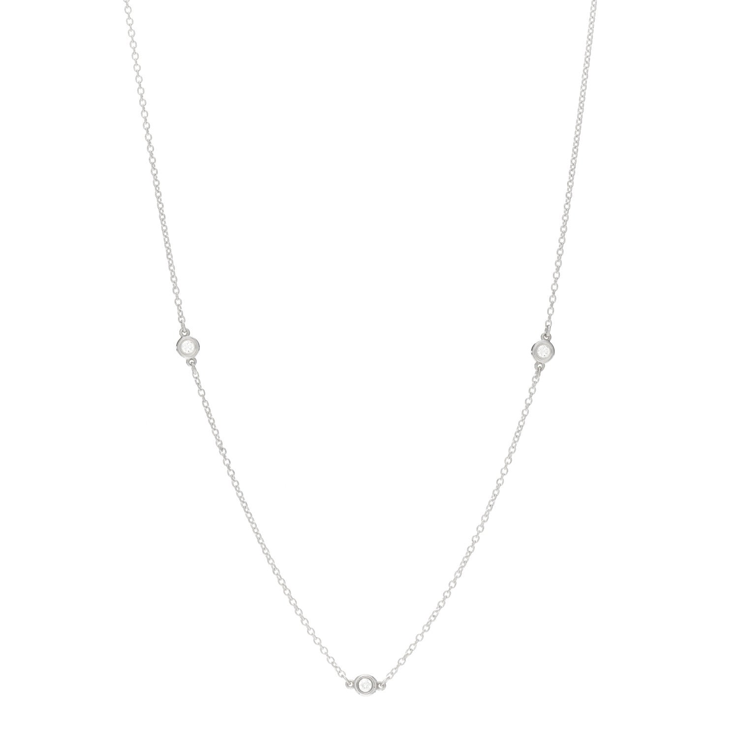 Tiffany Sterling Silver Diamond .09ctw Elsa Peretti Diamonds by the Yard Three Station Necklace 1 of 7
