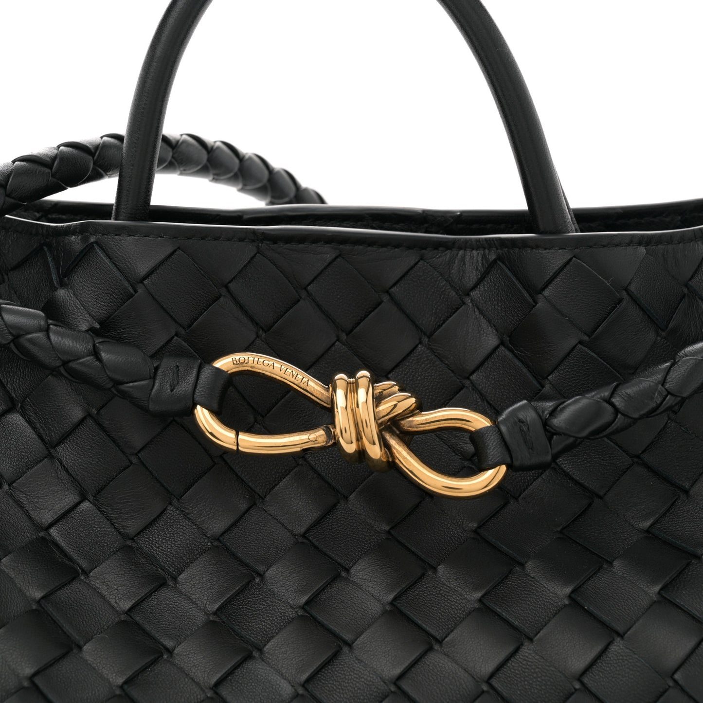Nappa Intrecciato Medium Andiamo Shoulder Bag Black
