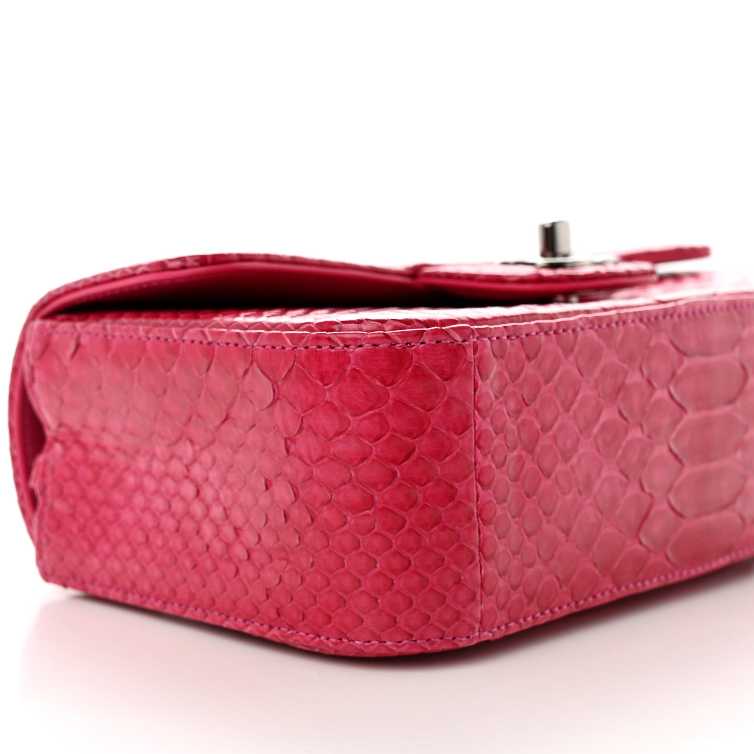 Chanel Snakeskin Mini Rectangular Flap Dark Pink 9 of 13
