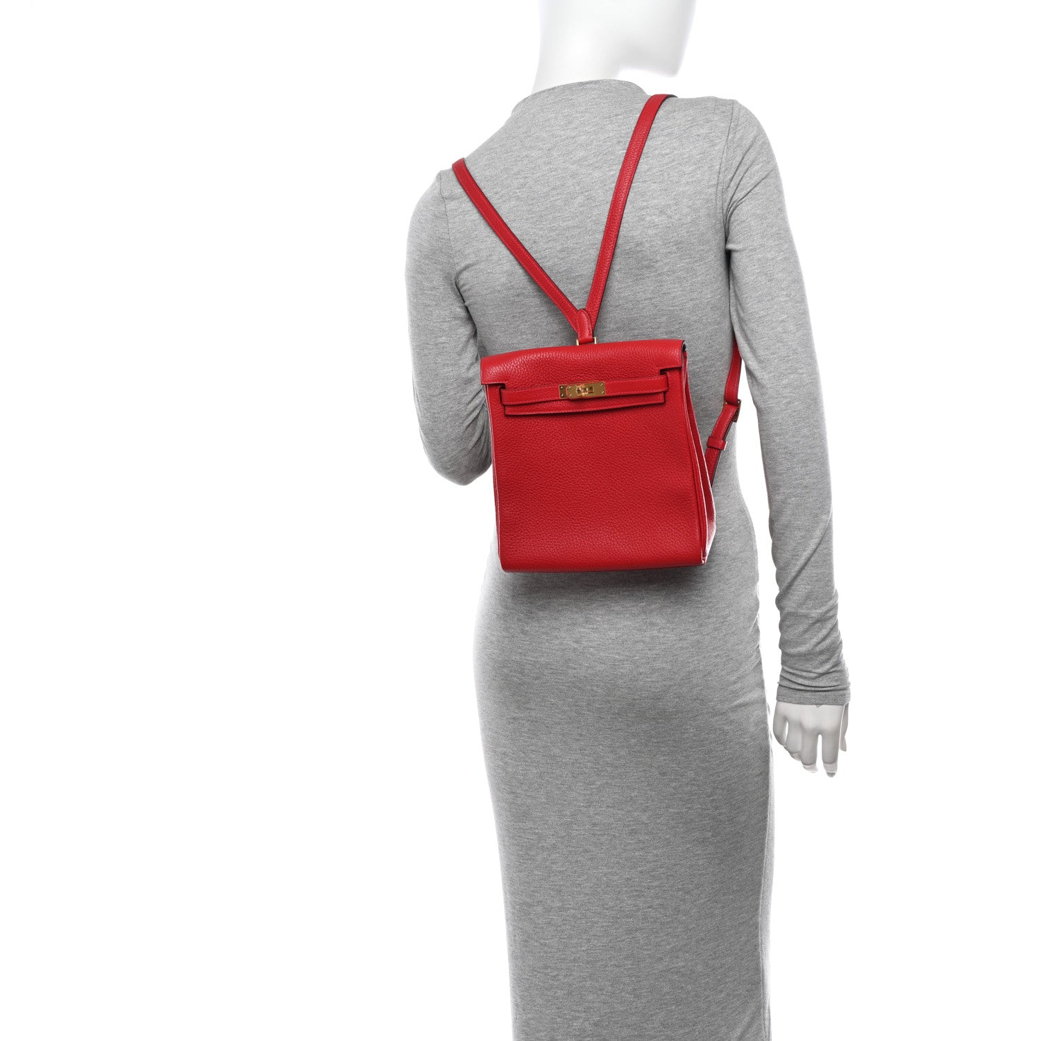 Hermes Taurillon Clemence Kelly Ado Backpack Rouge Casaque 2 of 12