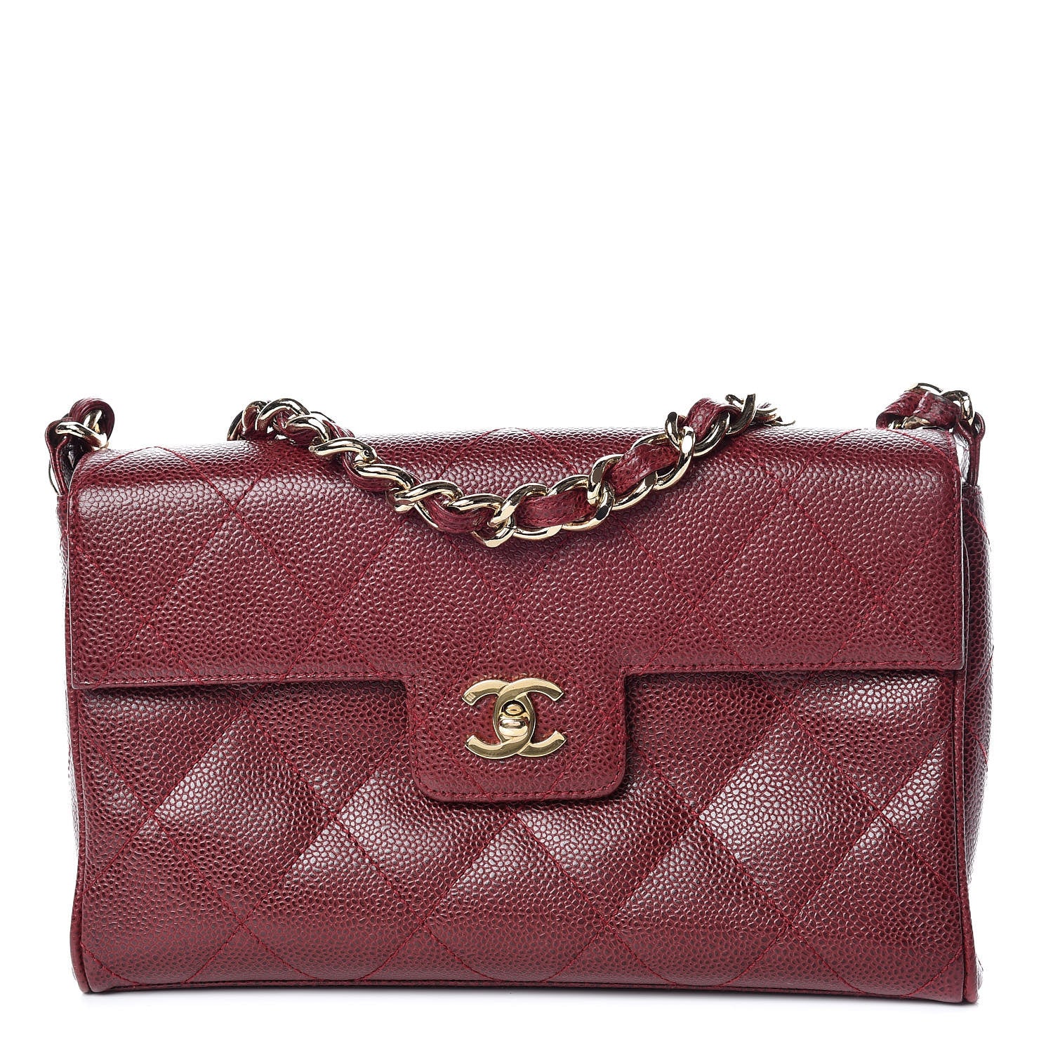 Chanel Caviar Quilted Medium Single Flap Dark Red 1 of 13