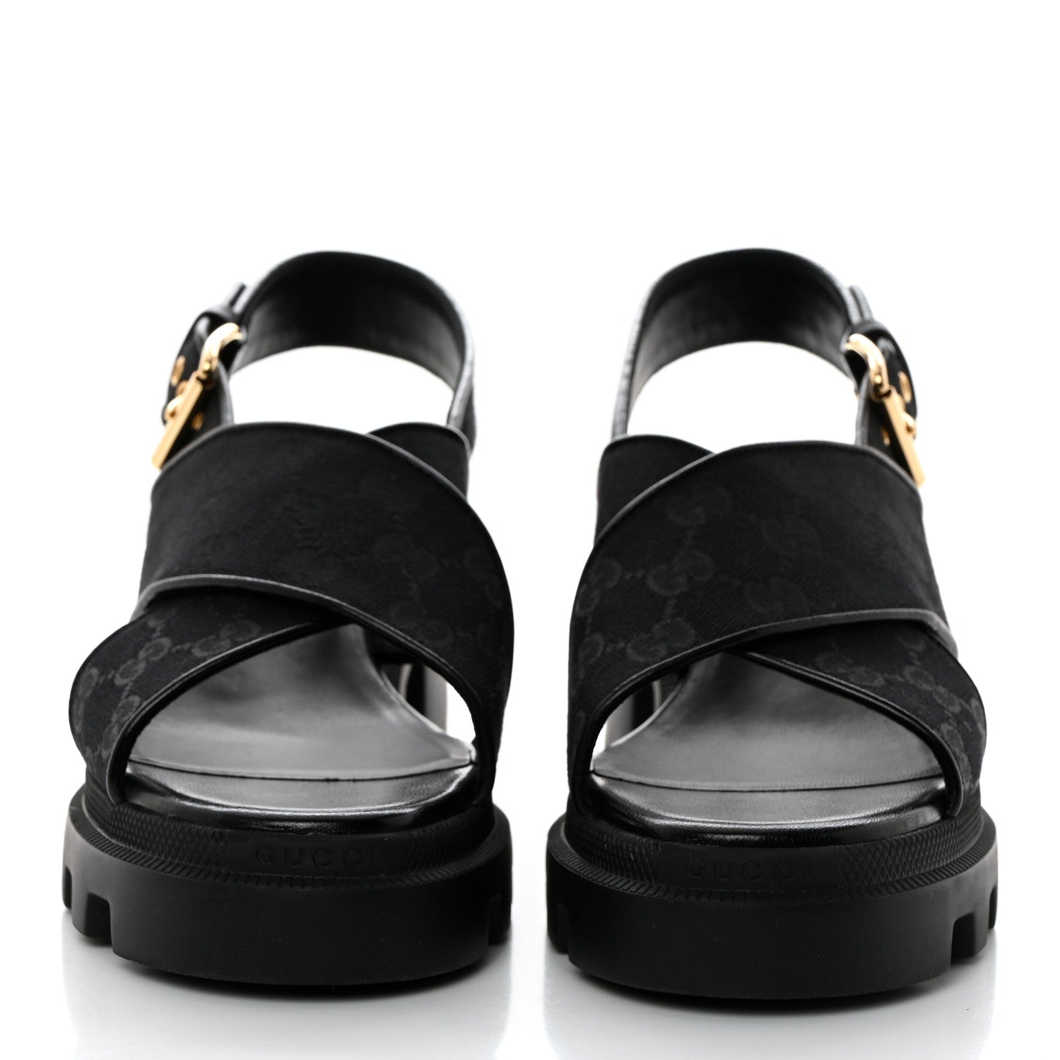 Gucci Monogram Granada Kid Trip 40/72mm Lug Sole Sandals 40 Black 2 of 9