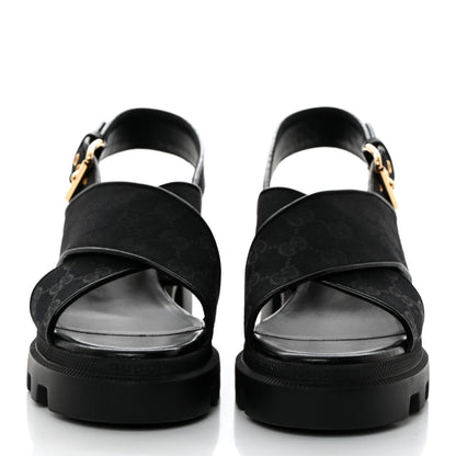 Gucci Monogram Granada Kid Trip 40/72mm Lug Sole Sandals 40 Black 2 of 9