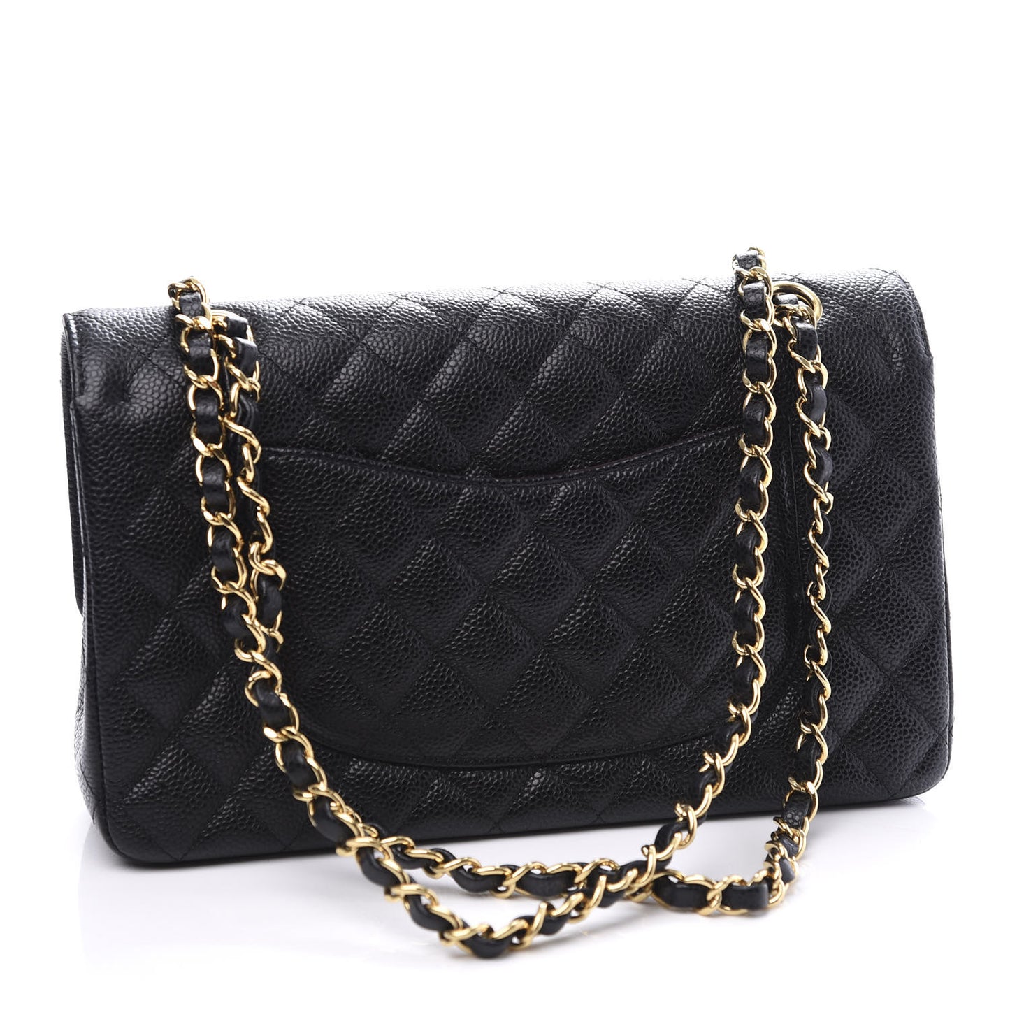 Caviar Quilted Medium Double Flap Black