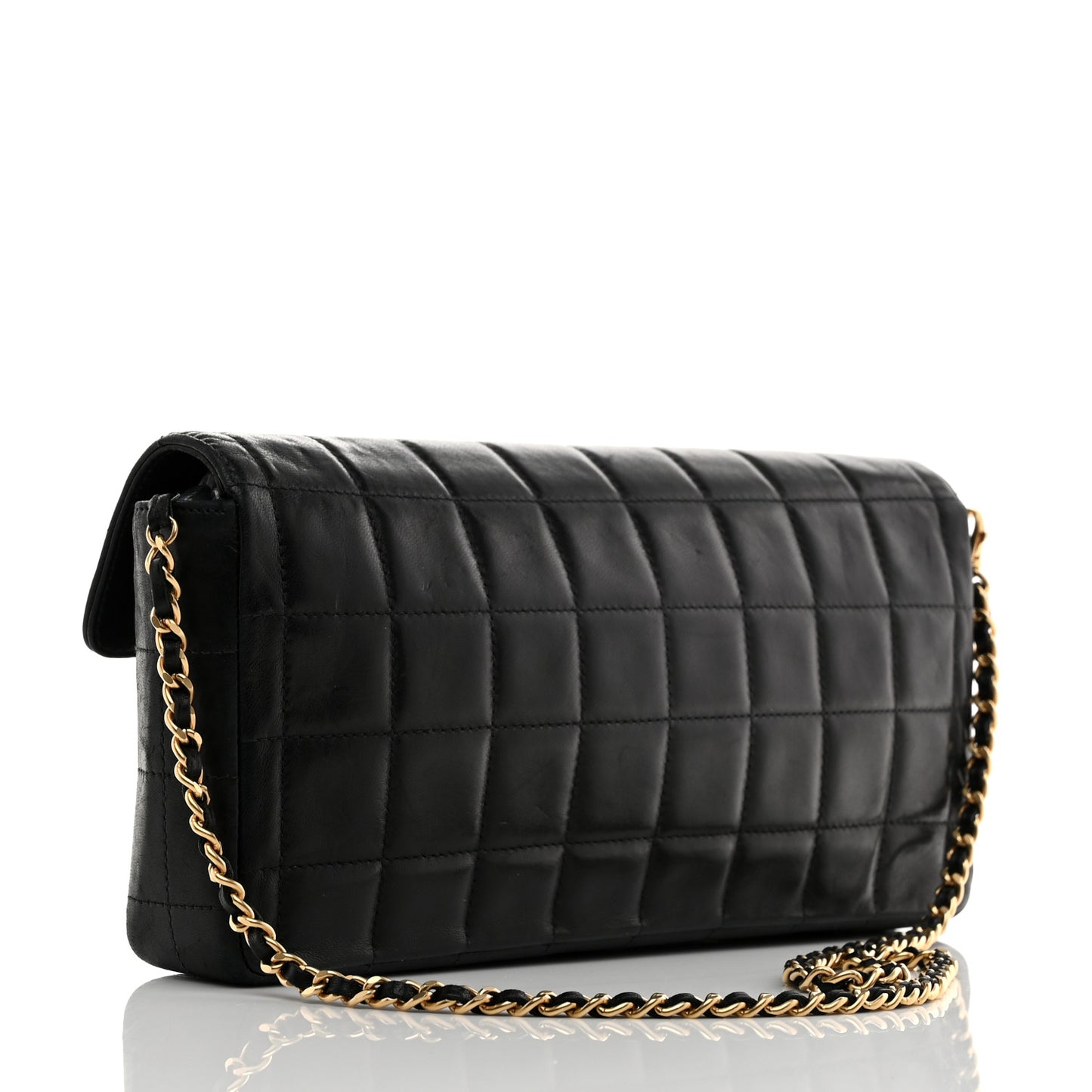 Lambskin East West Chocolate Bar Flap Black