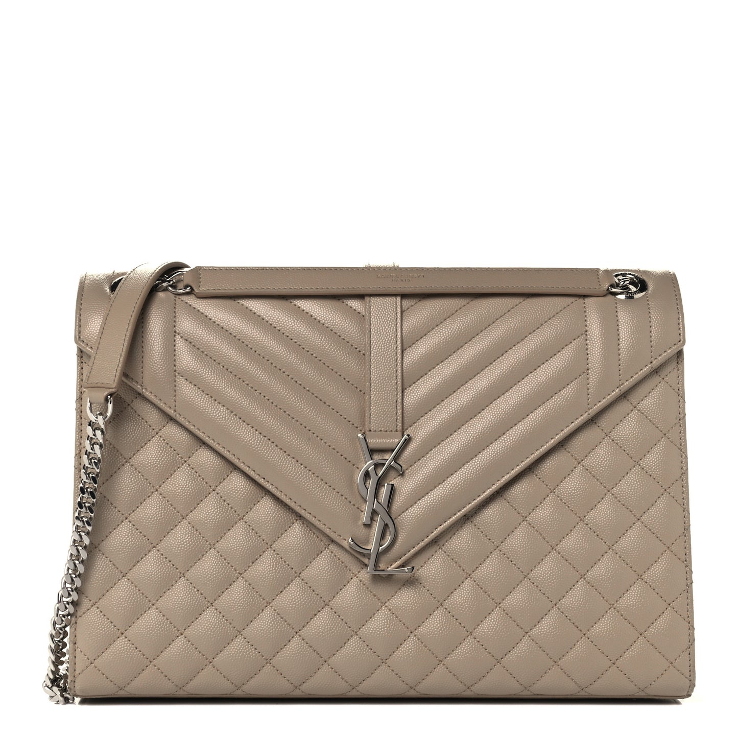 Grain De Poudre Large Tri-Quilt Monogram Satchel Dark Beige