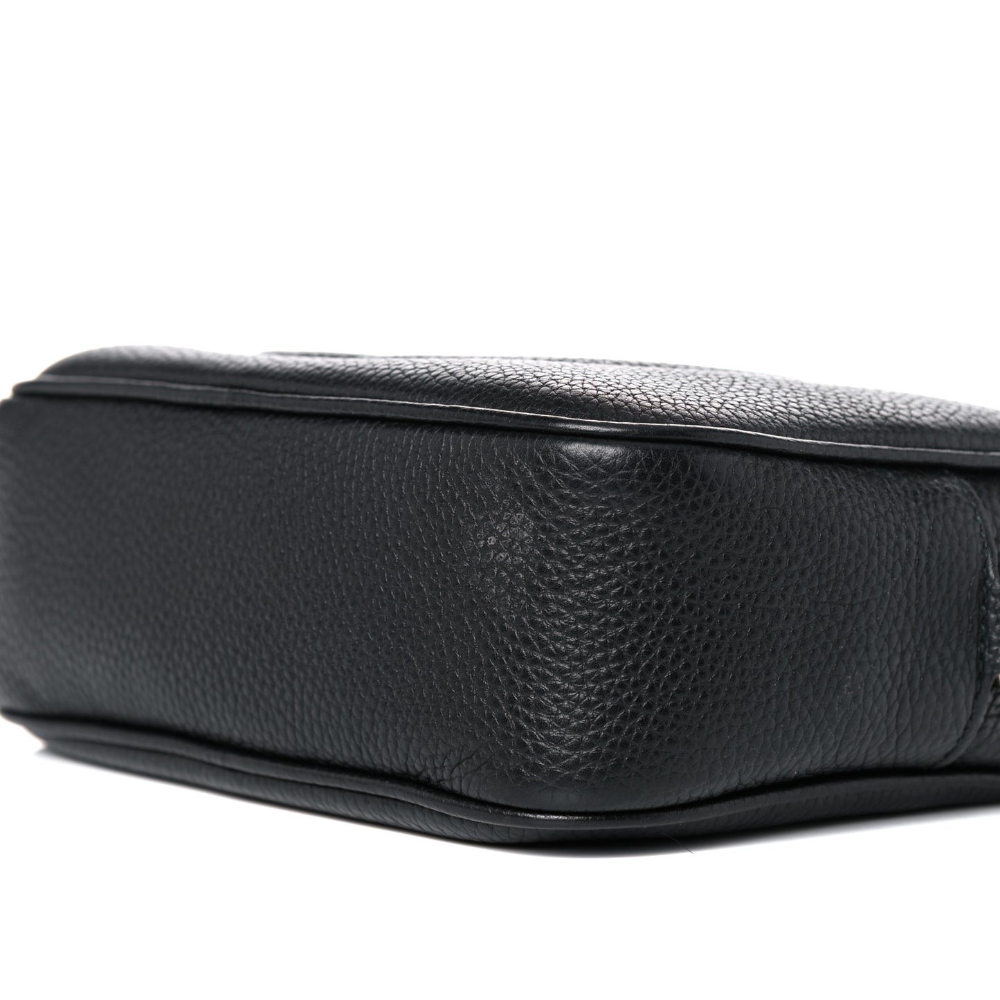 Pebbled Calfskin Small Soho Disco Bag Black