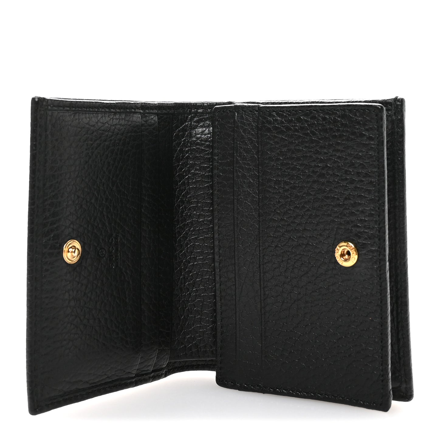 Pebbled Calfskin GG Marmont Card Case Black