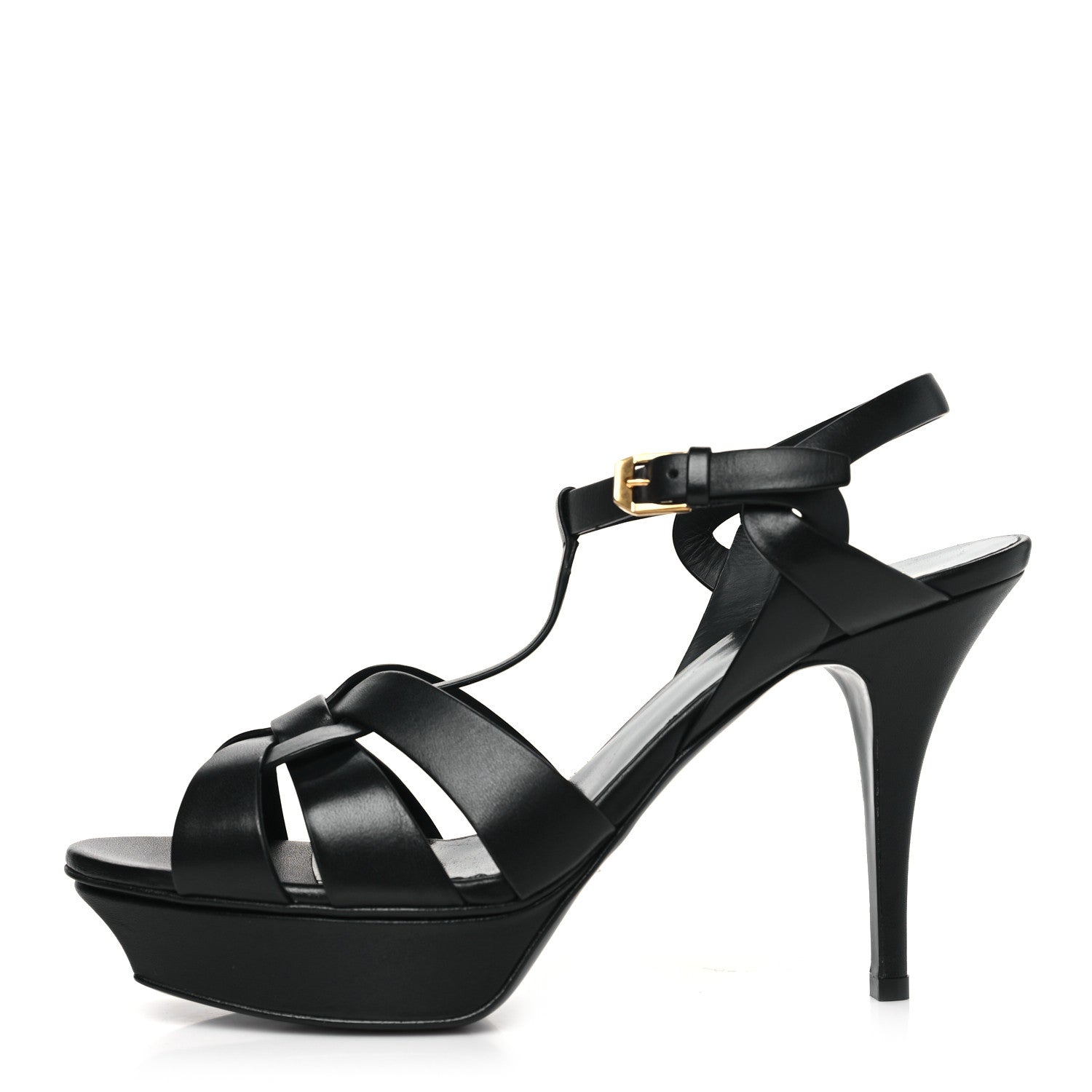 Saint Laurent Calfskin Tribute 75 Platform Sandals 41 Black 1 of 8