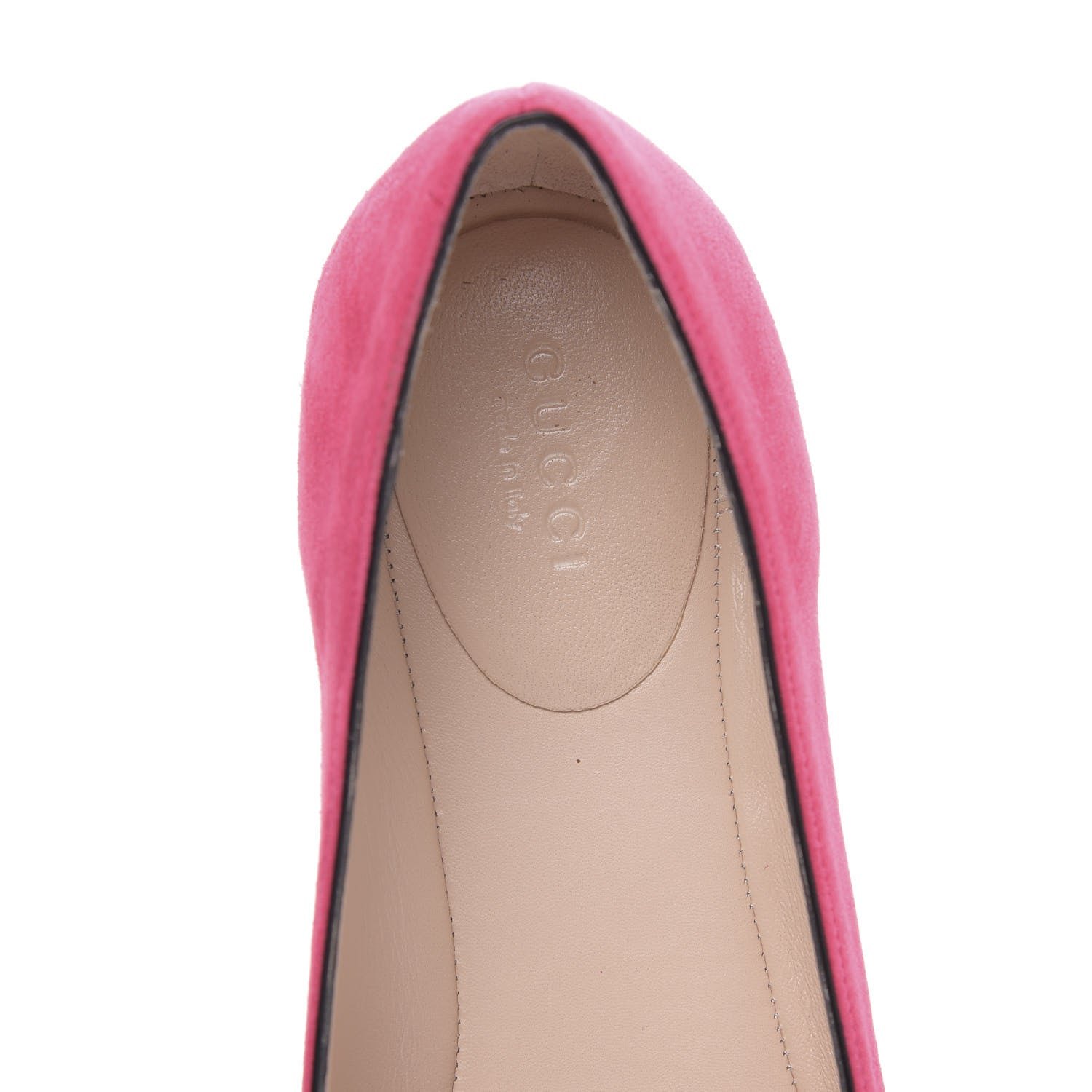 Gucci Kid Scamosciato GG Marmont Fringe Flats 37.5 Hot Pink 6 of 9