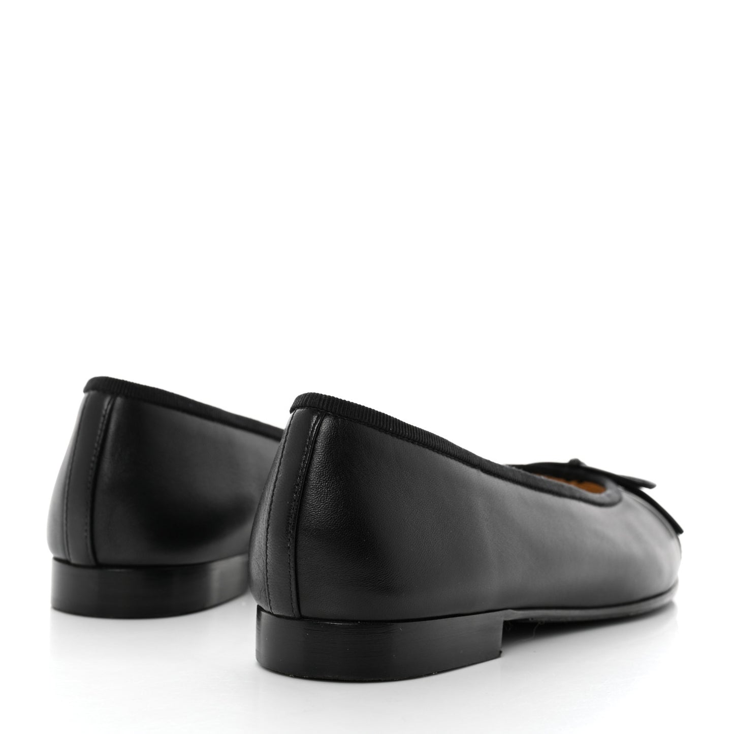 Lambskin Patent CC Cap Toe Ballerina Flats 36 Black