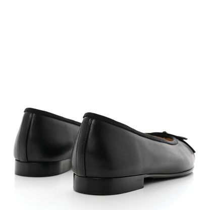 Chanel Lambskin Patent CC Cap Toe Ballerina Flats 36 Black 4 of 8