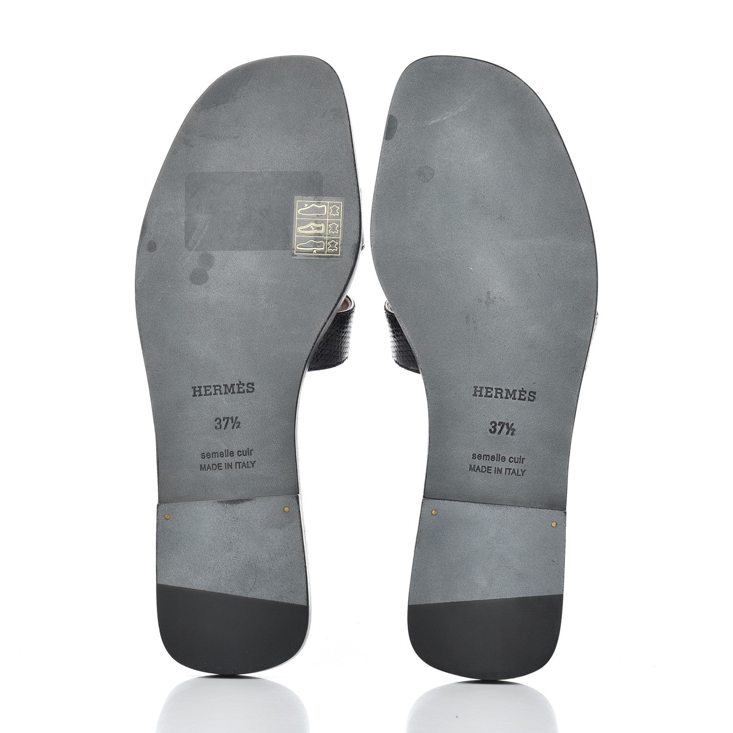 Hermes Lizard Oran Sandals 37.5 Black 5 of 13