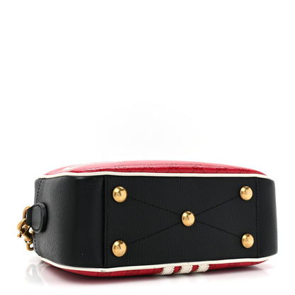 Gucci X ADIDAS Crystal Vintage Monogram Textured Dollar Calfskin Web Trefoil Logo Small Messenger Bag Hibiscus Red Off White Black 4 of 12