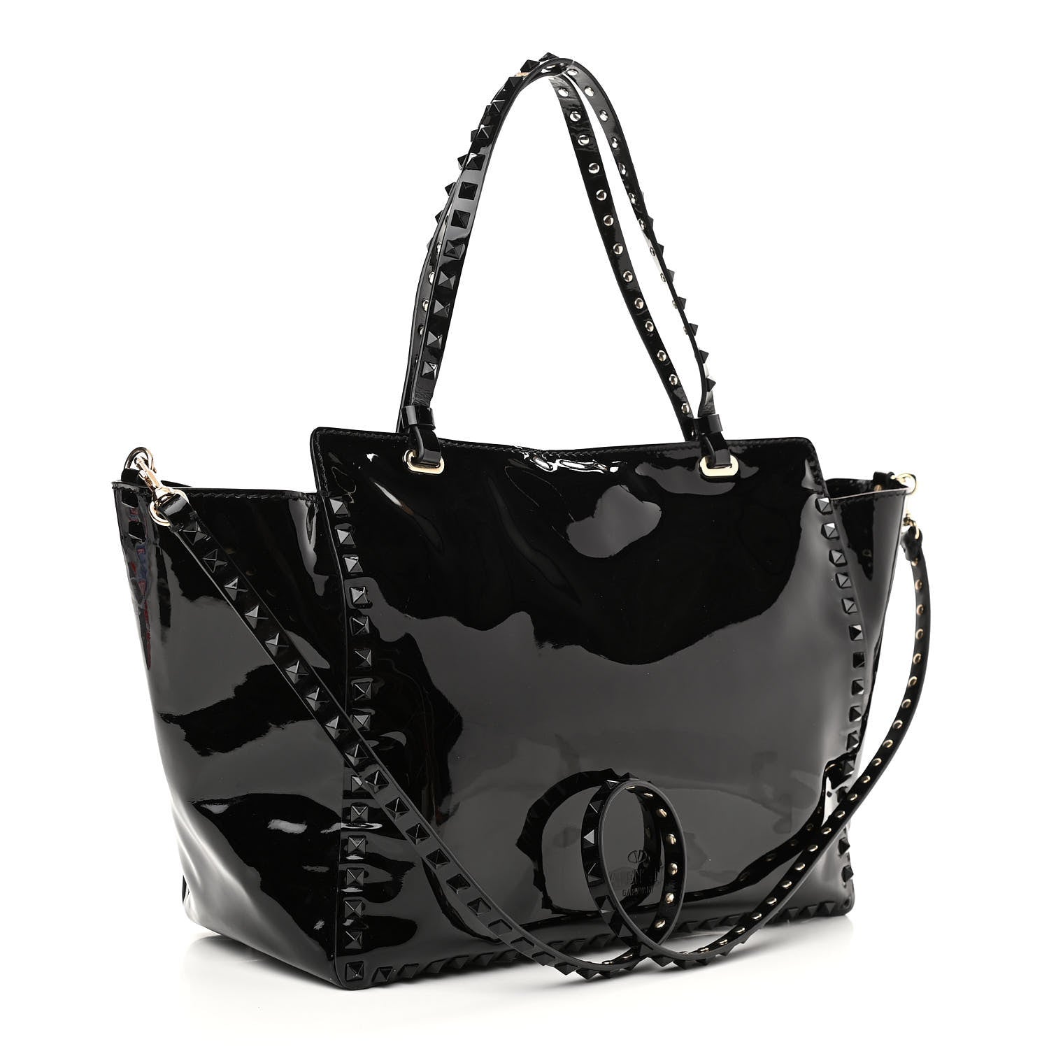 Valentino Garavani Patent Punkouture Medium Rockstud All Over Tote Black 3 of 13