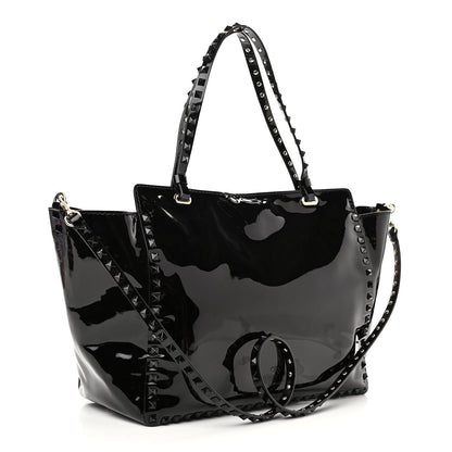 Valentino Garavani Patent Punkouture Medium Rockstud All Over Tote Black 3 of 13