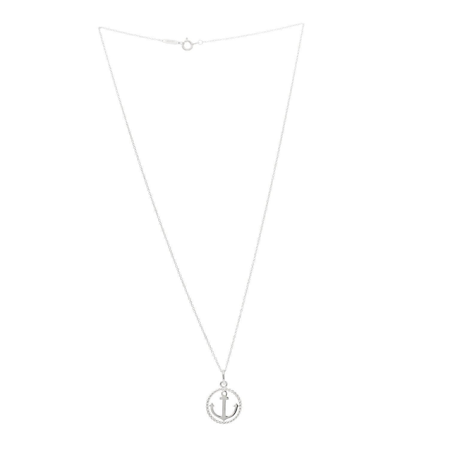 Tiffany Sterling Silver Twist Anchor Charm Pendant Necklace 3 of 6