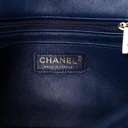 Chanel Woven Jersey Medium Single Flap Navy 6 of 10
