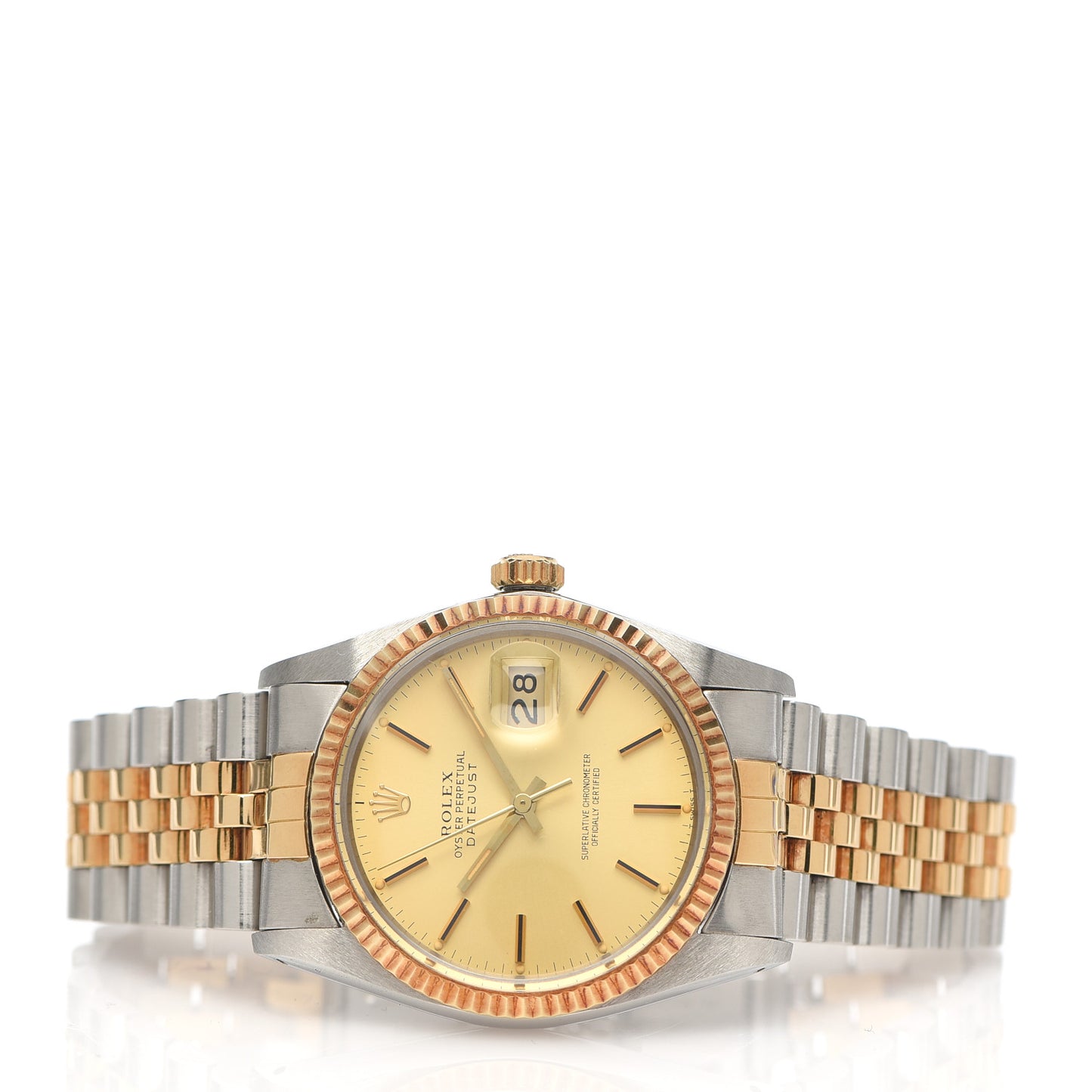 Stainless Steel 18K Yellow Gold 36mm Oyster Perpetual Datejust Watch Champagne 16013