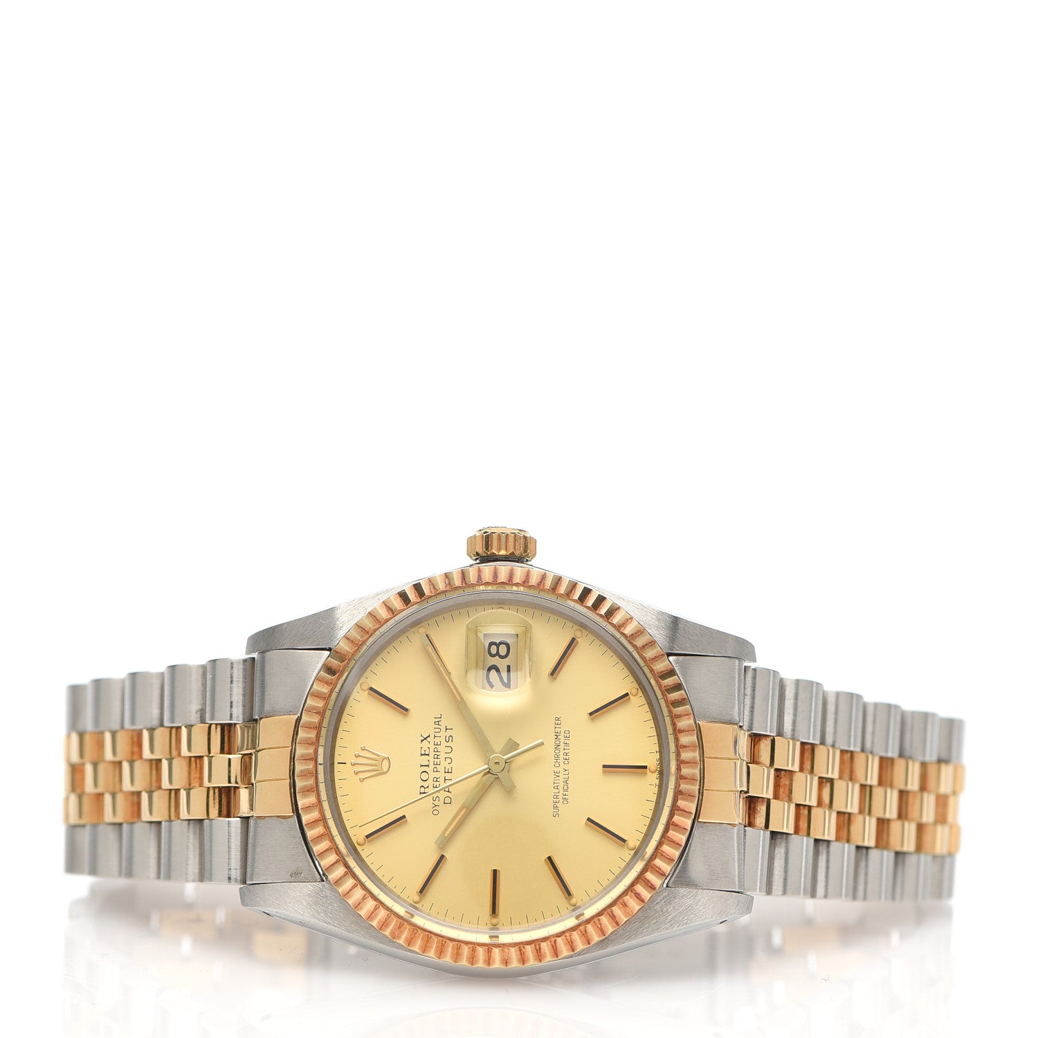 Rolex Stainless Steel 18K Yellow Gold 36mm Oyster Perpetual Datejust Watch Champagne 16013 5 of 12