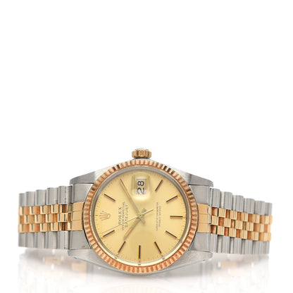 Rolex Stainless Steel 18K Yellow Gold 36mm Oyster Perpetual Datejust Watch Champagne 16013 5 of 12