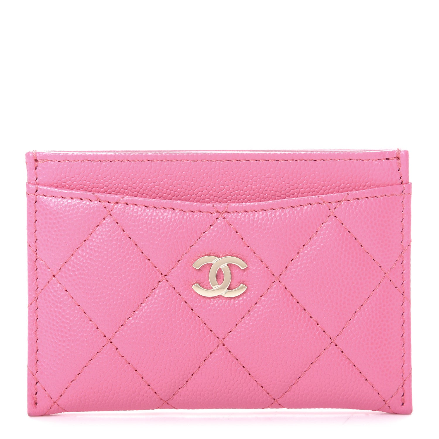 Chanel Caviar Quilted Card Holder Pink 1 of 9