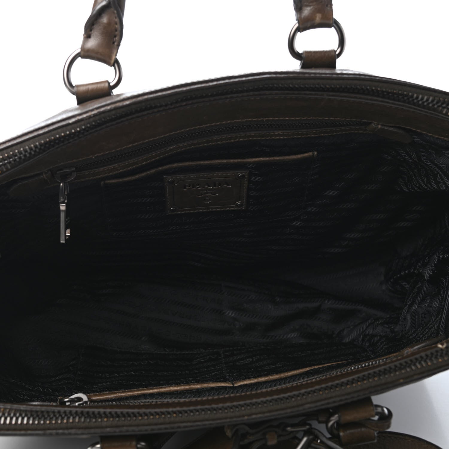 Prada Cervo Antik Double Zip Satchel Cacao 3 of 4