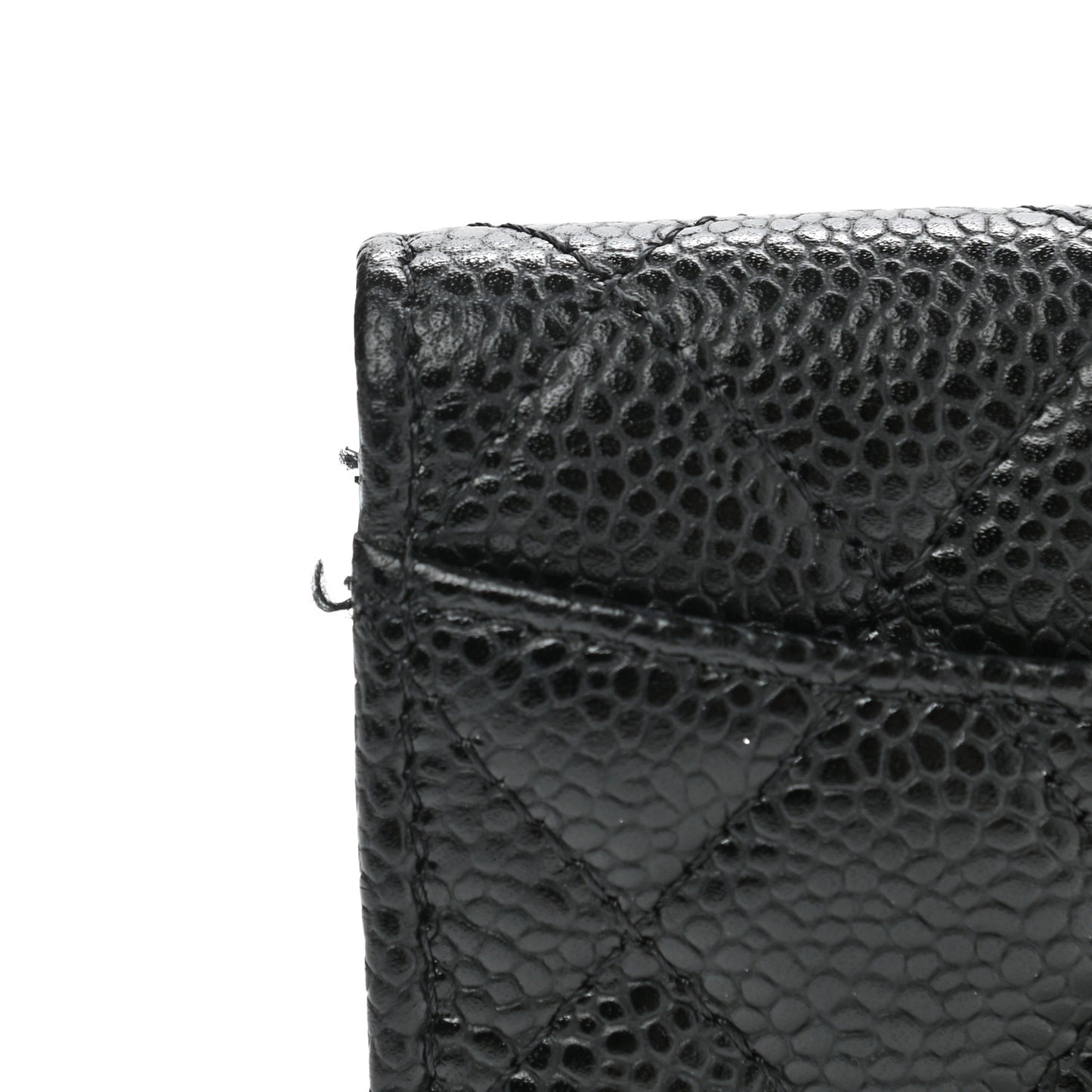 Caviar Quilted Flap Card Holder Wallet Black