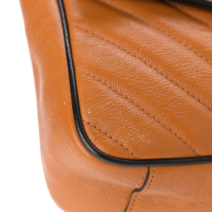 Gucci Vintage Effect Calfskin Matelasse Diagonal Small Torchon GG Marmont Shoulder Bag Cognac Black 11 of 14